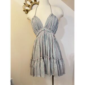 The Reset By Jane Pink Strappy Ruffle  Mini Dress S NEW